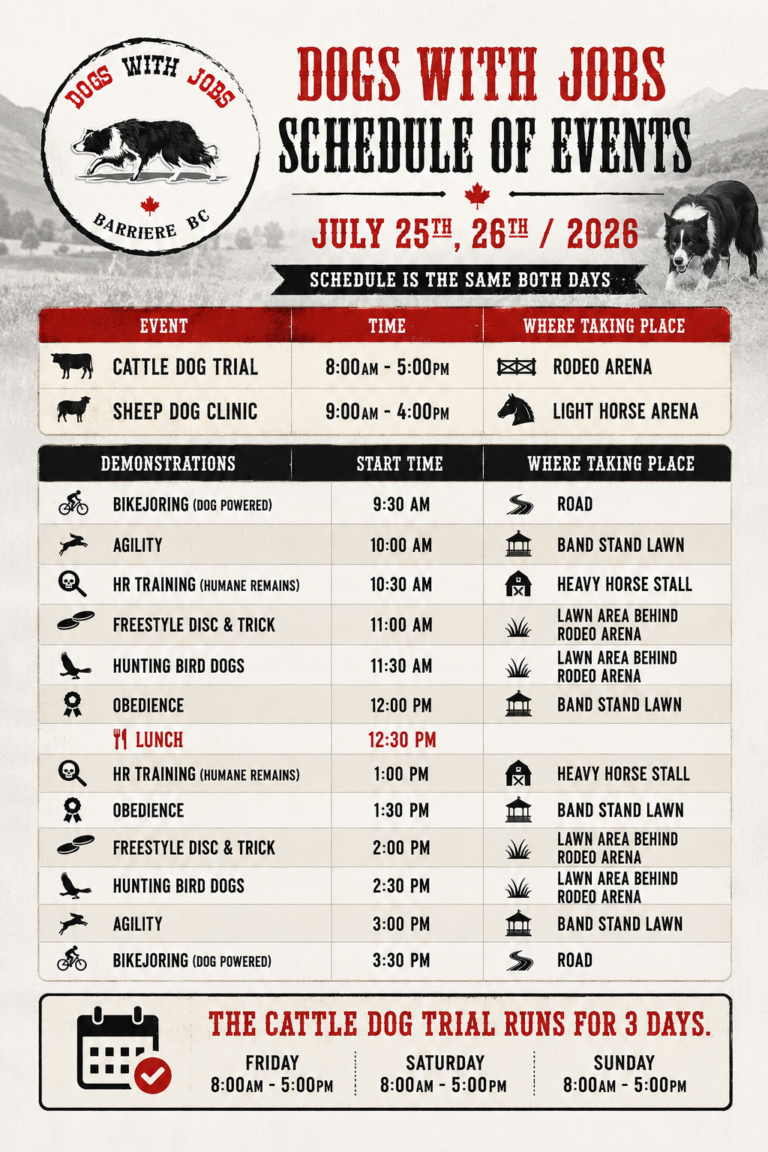 Dogs With Jobs Schedule of Events